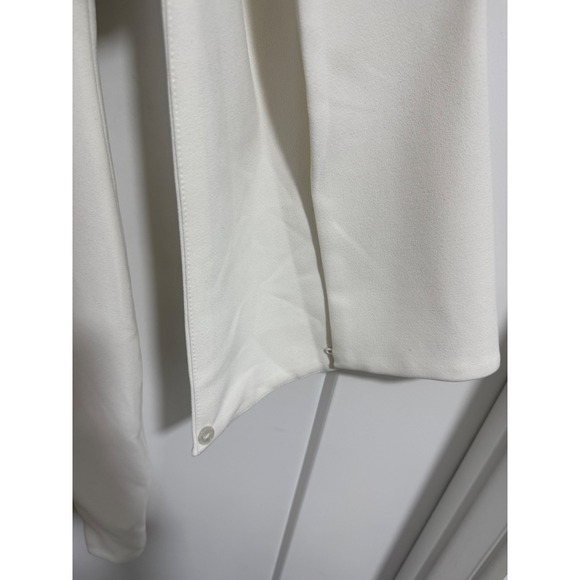 HOUSE OF CB LONDON White Mock Neck Cape Sleeve High Slit Bodycon Mini Dress XS - Picture 6 of 11